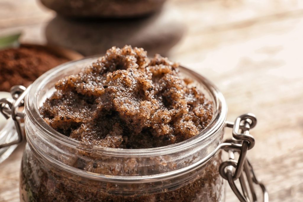 Used coffee grounds scrub