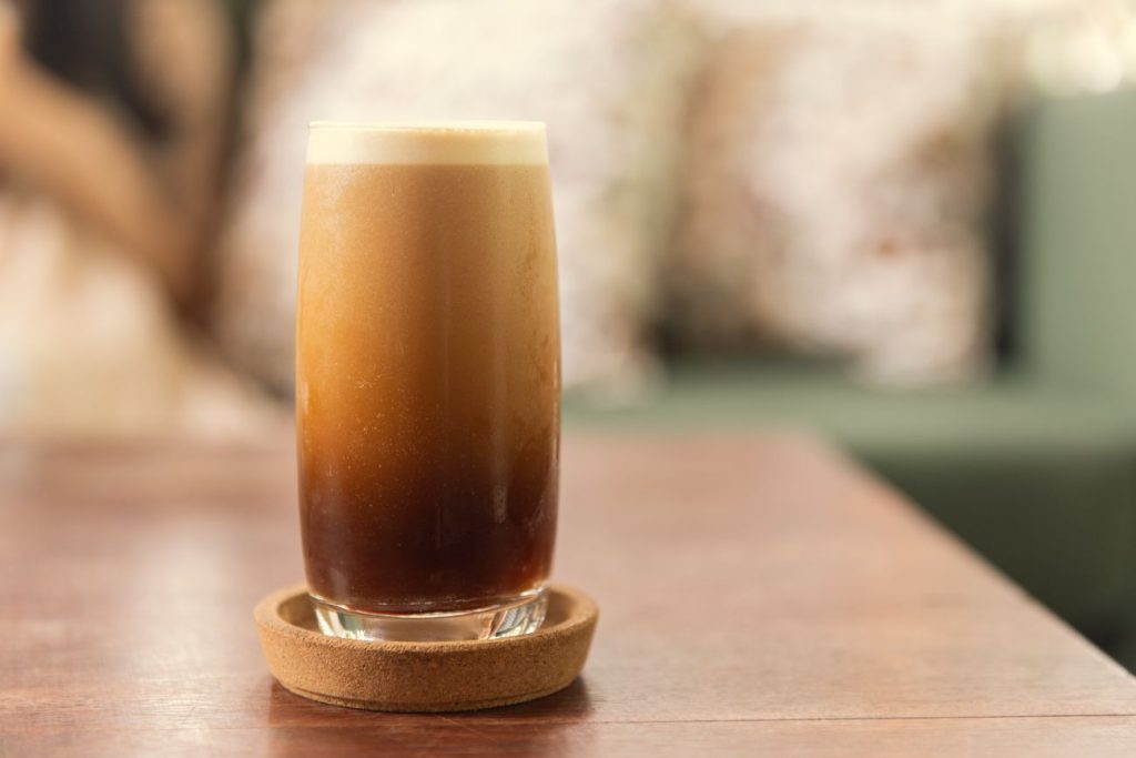 Nitro cold coffee with bubble foam